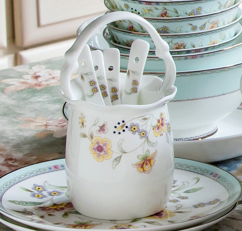 Ceramic knife and fork spoon tube chopsticks chopsticks cage receive a case tableware chopsticks barrels spoon, spoon, set the content box