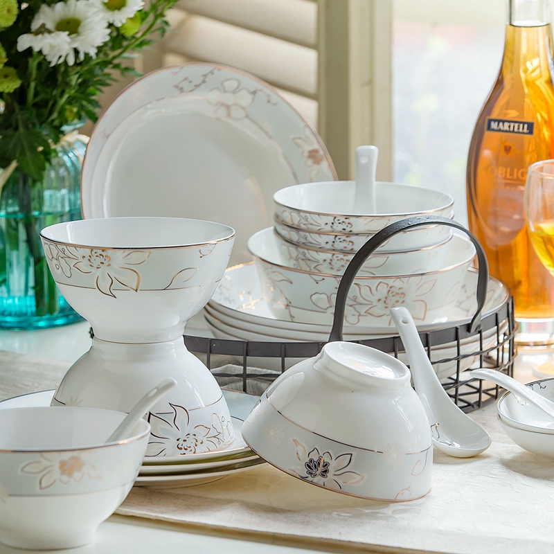The dishes suit household of Chinese style to use ipads porcelain tableware suit combination dishes 56 head European porcelain bowl chopsticks