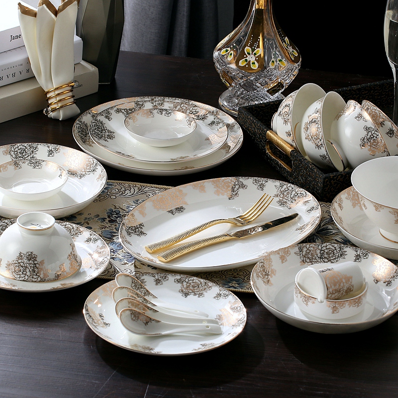 Western - style dishes suit 56 skull porcelain tableware suit American ceramics bowl chopsticks dishes