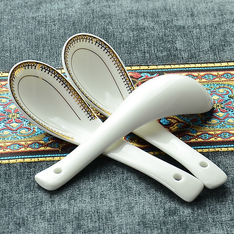 Sheng 's gold edge of tangshan ipads porcelain run small ceramic tableware run rice rice spoon ladle ceramics