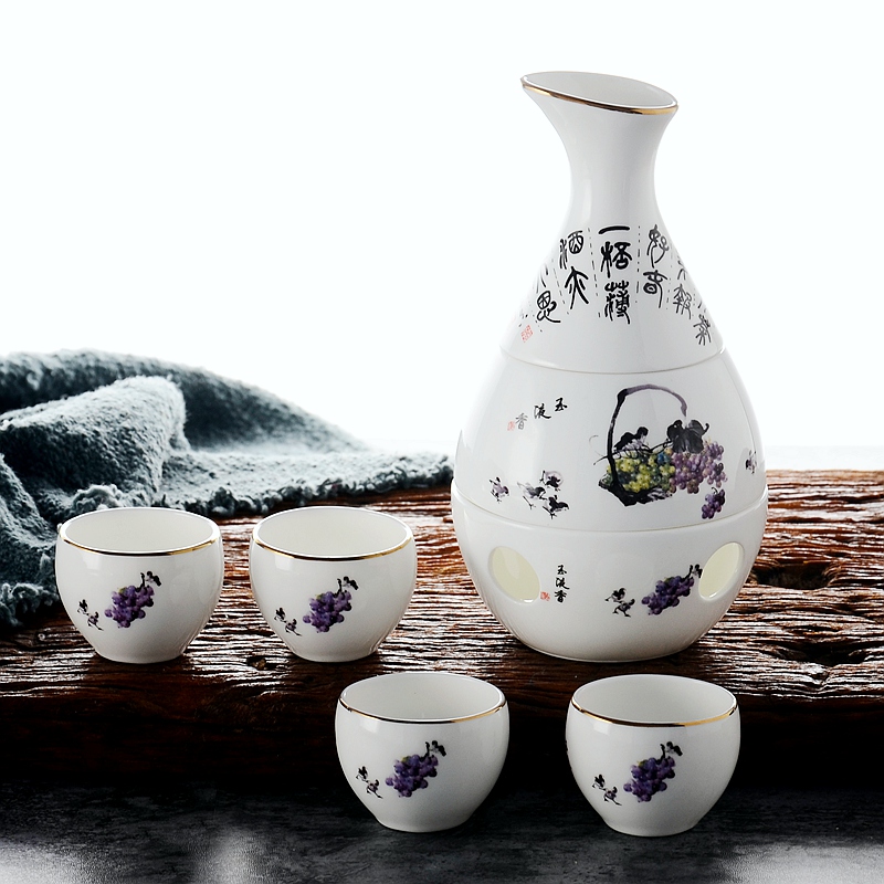 A Warm wine vintage wine Japanese ceramic hot hip flask glass ceramic household cooking wine liquor wine and rice wine
