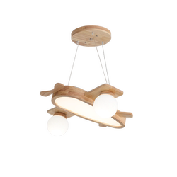 Children's Room Cartoon Lamp Airplane Bedroom Lamp Boy Nordic Solid Wood Cream Style Japanese Log Chandelier Led Lighting