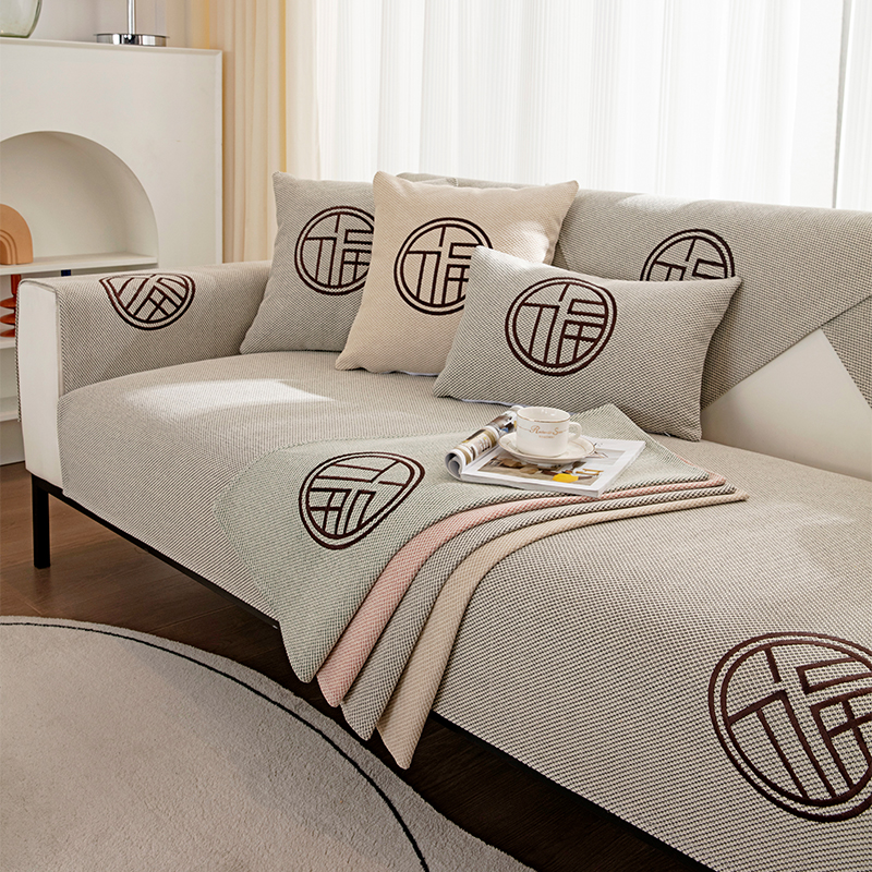 Cotton Hemp Sofa Cushion Cloth Art Anti Slip Cover Cloth All Season Universal Linen Backrest Brief Modern Home Sofa Cover Scarves 