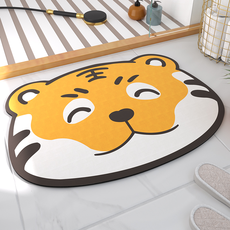 Toilet Silicon Algae Clay Upholstered Water Absorbent Ground Mat Bathroom Door Cushion Home Toilet Doorway Carpet Cute Non-slip Foot Mat 