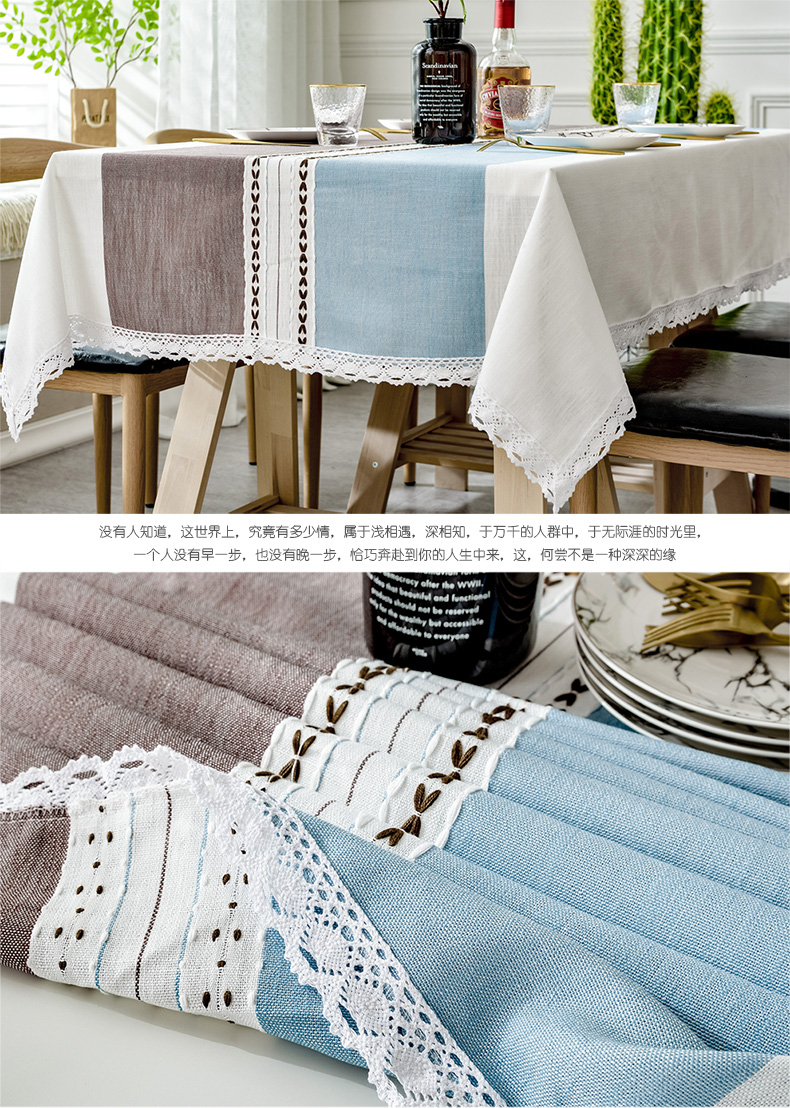 Lưới Bắc Âu in khăn trải bàn bằng vải cotton và vải lanh nhỏ tươi hiện đại tối giản nhà ăn khăn trải bàn văn học bàn cà phê vải - Khăn trải bàn tấm trải bàn ăn