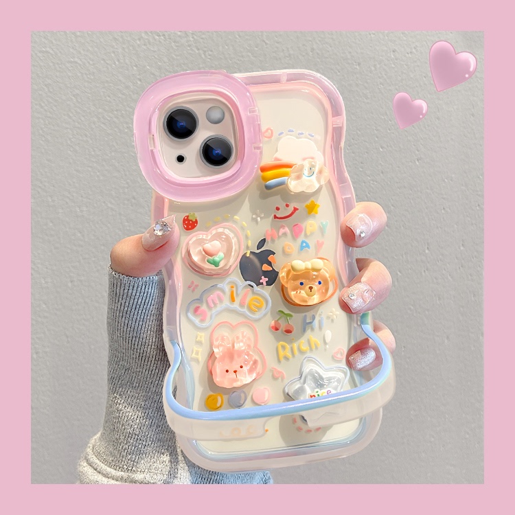Suitable for Apple 15 Pro Max Phone Case, New Women's Model iPhone 14 /13 Cloud Doll Dual Stand 12 Pro Max Soft Silicone Xr/Xs Max Anti-Drop Transparent Protective Case with Wavy Edges Suitable for Apple 15 Pro Max Phone Case, New Women's Model iPhone 14 /13 Cloud Doll Dual Stand 12 Pro Max Soft Silicone Xr/Xs Max Anti-Drop Transparent Protective Case with Wavy Edges