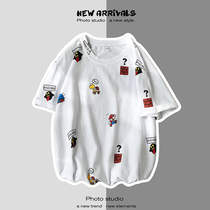 ins trend tide sign short sleeve t-shirt male loose summer big code half sleeve clothes Korean version trendy pure cotton round collar compassionate