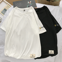 Mens short sleeve T-shirt new round neck loose top summer Korean trend couple big size summer dress mens wear