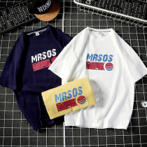 Mens short sleeve T-shirt summer loose round neck clothes Korean version of the trend thin size white half sleeve shirt