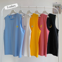 Summer mens boomers Loose White Kan Shoulder Vest Hip Hop lovers sport sleeveless T-shirt thin Korean version compassionate