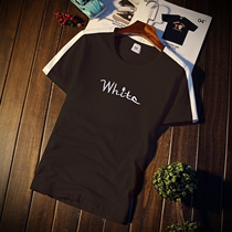 Short-sleeved mens summer t-shirt crew neck Korean version of the mens base shirt solid color large size clothing half-sleeve T-shirt tide