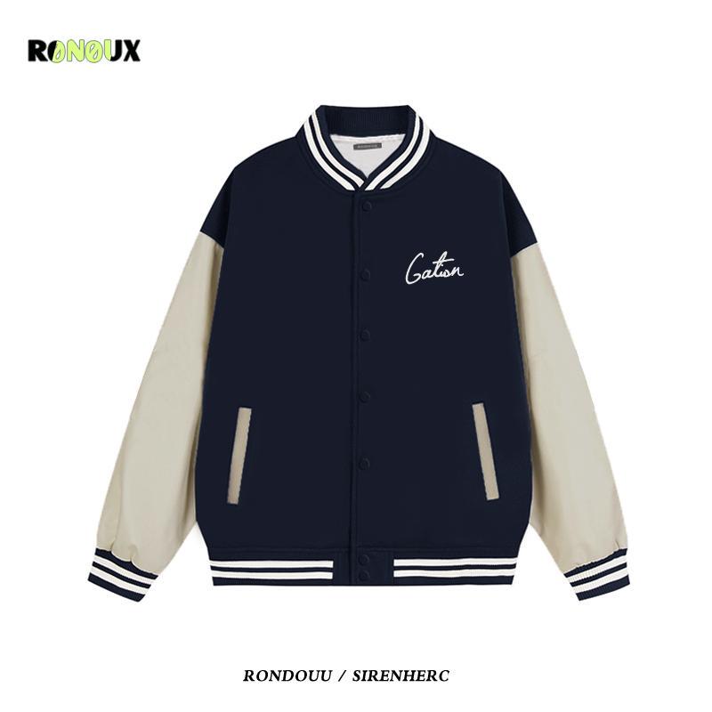 Ronoux National Trend Brand American Retro Baseball Jacket for Men and Women, Spring and Autumn Thin Style, Loose-Fitting Couple's Bomber Jacket Ronoux National Trend Brand American Retro Baseball Jacket for Men and Women, Spring and Autumn Thin Style, Loose-Fitting Couple's Bomber Jacket