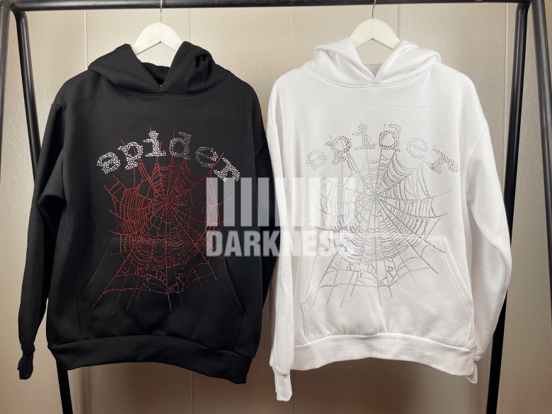In-Stock Sp5Der Spider Rhinestone Diamond Logo Trendy Hoodie Sweatshirt