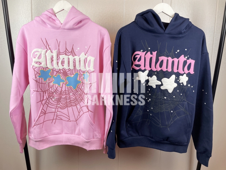 In-Stock Sp5Der Spider Web Atlanta Light Pink Navy Blue Hoodie Sweatshirt