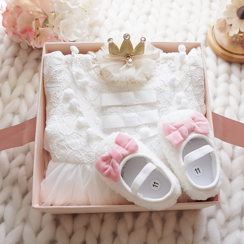 Hong Kong Fall/Winter Newborn Baby Gift Box Princess Dress Hundred Days Baby Dress Full Moon Gift