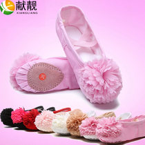 Dance shoes for children and girls soft-soled shoes classical shape shoes red cat paws ballet leather head white dancing shoes