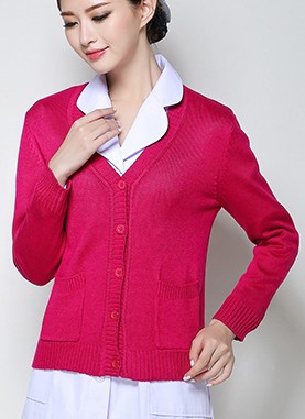 Liennno bác sĩ nam và nữ hát Bốn phẳng nhung dày cổ chữ V y tá áo len áo mẹ đan chỗ cardigan