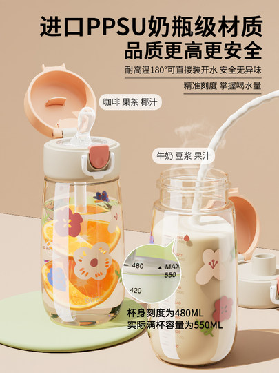 Ppsu material for pregnant women with straw cup adult scale women water kettle for direct drinking to school for children's water cup