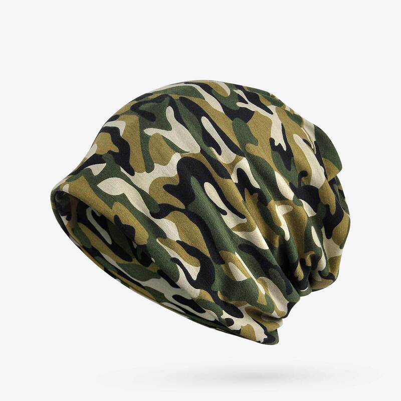 Spring and Summer Windproof Camouflage Pullover Hat for Men and Women, Non-Allergenic Two-Layer Hat, Korean Style Versatile Sleep Cap