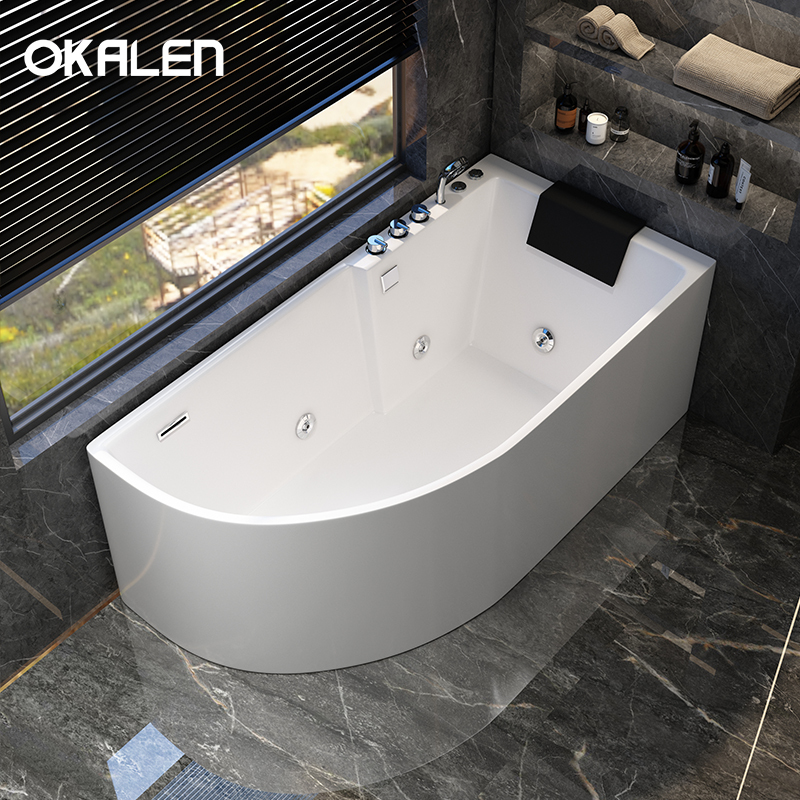 Oukailun Household Bathtub for Small Apartments, Acrylic Whirlpool Massage Deep Soaking Seamless Irregular-Shaped Bathtub 1.1- 1.5m
