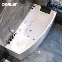 Oukailun Household Bathtub for Small Apartments, Acrylic Whirlpool Massage Constant Temperature Deep Soaking Japanese-Style Bathtub 1.2- 1.7m
