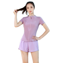 New summer training clothes sports suits womens gym slimming yoga clothes short-sleeved elastic running quick-drying tops