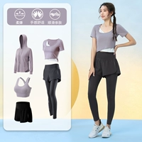 Сиреневый комплект, штаны, корректирующее боди для спортзала