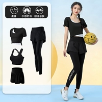 Черный комплект, штаны, одежда для йоги, 4 предмета, короткий рукав, коллекция 2023