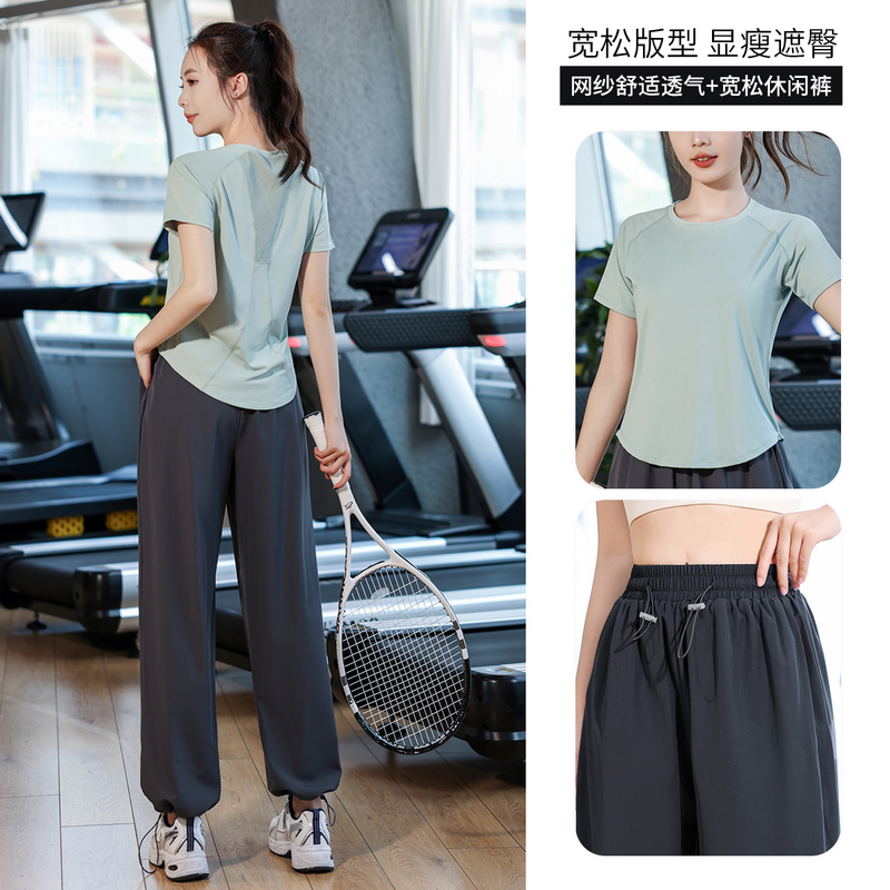 2026 Sports Suit Slimming Training Short-Sleeved Trendy Quick-Drying Shirt Loose Casual Spring and Summer Running Fitness Clothing