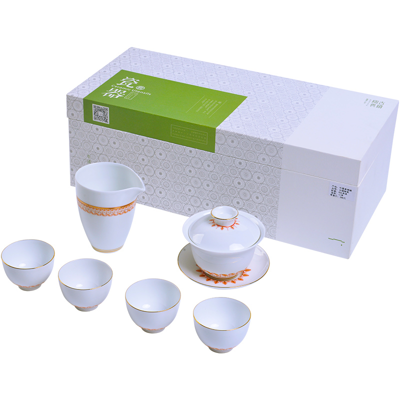 Ancient pottery and porcelain of jingdezhen kung fu tea set tea tray teapot teacup household solid wood set of tea cups of a complete set of