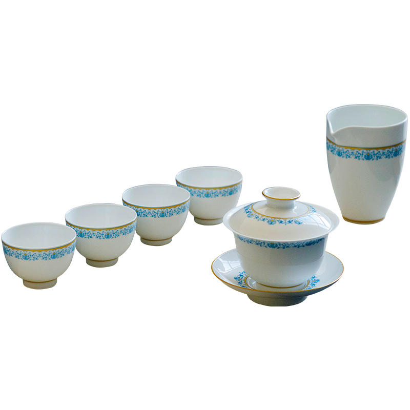 Ancient ceramics jingdezhen blue and white see colour of household ceramic tea cups kung fu tea sets the whole box