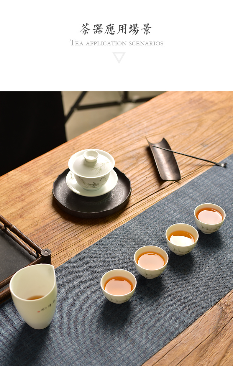 The ancient town of jingdezhen ceramic tea set tureen suit household contracted tea cups tea set of kung fu tea set