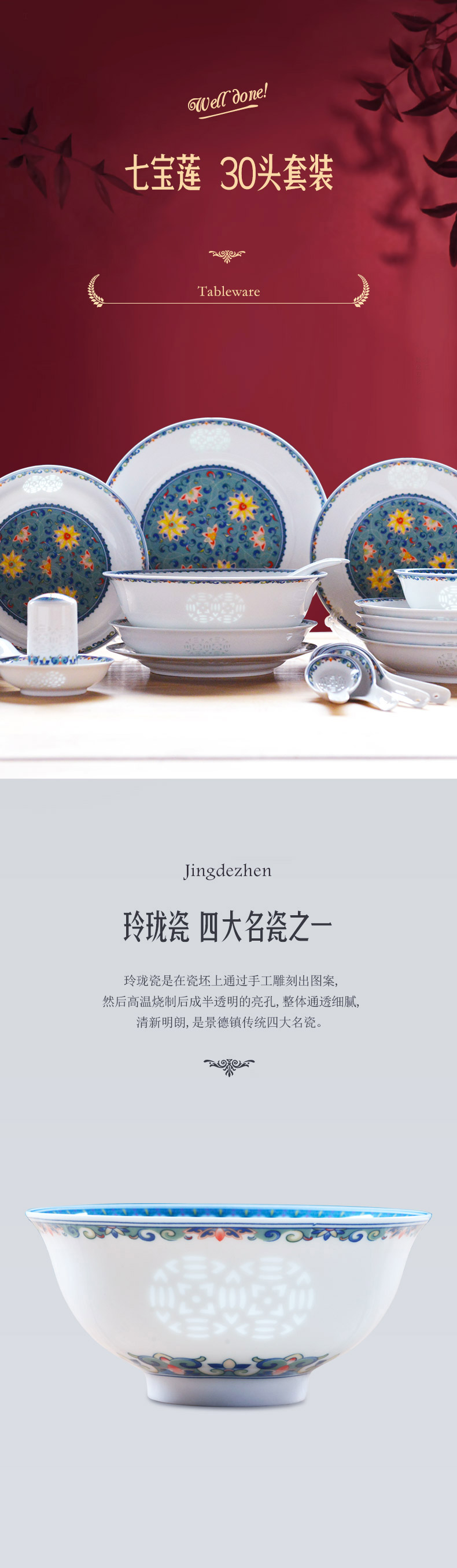 Jingdezhen porcelain bowls tableware suit household combination and exquisite porcelain bowl bowl rainbow such use ceramic bowl chopsticks in use