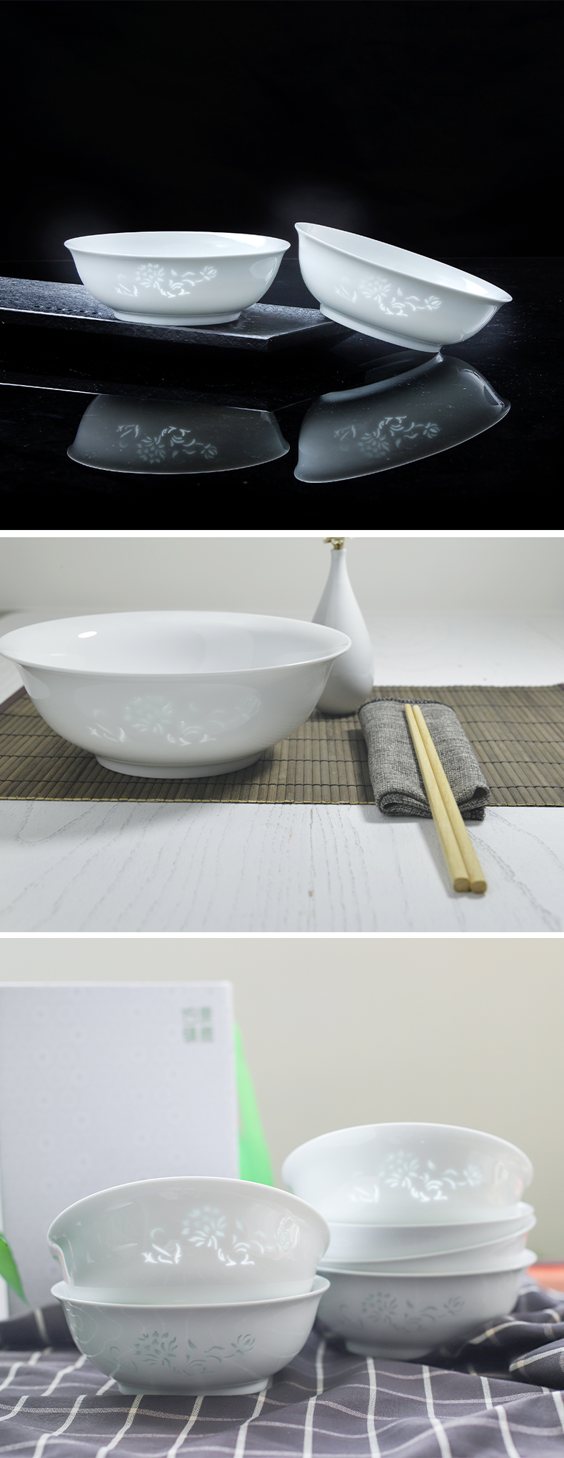 Jingdezhen pure white household rainbow such use ceramic Korean rainbow such as bowl rice bowls ceramic bowl cut to a single one