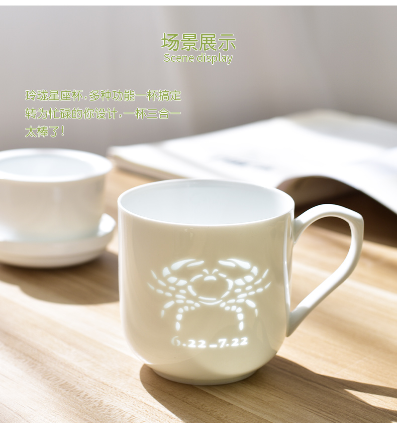 Ancient town of jingdezhen ceramic tea cups separation ceramic tea cup with cover glass ceramic office by cancer