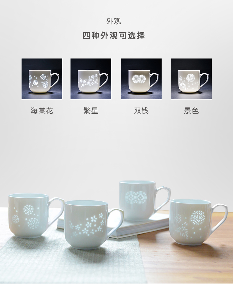 Cup with cover and exquisite jingdezhen ceramics hollow - out filtering Cup Cup men 's and women' s office Cup tea tea Cup