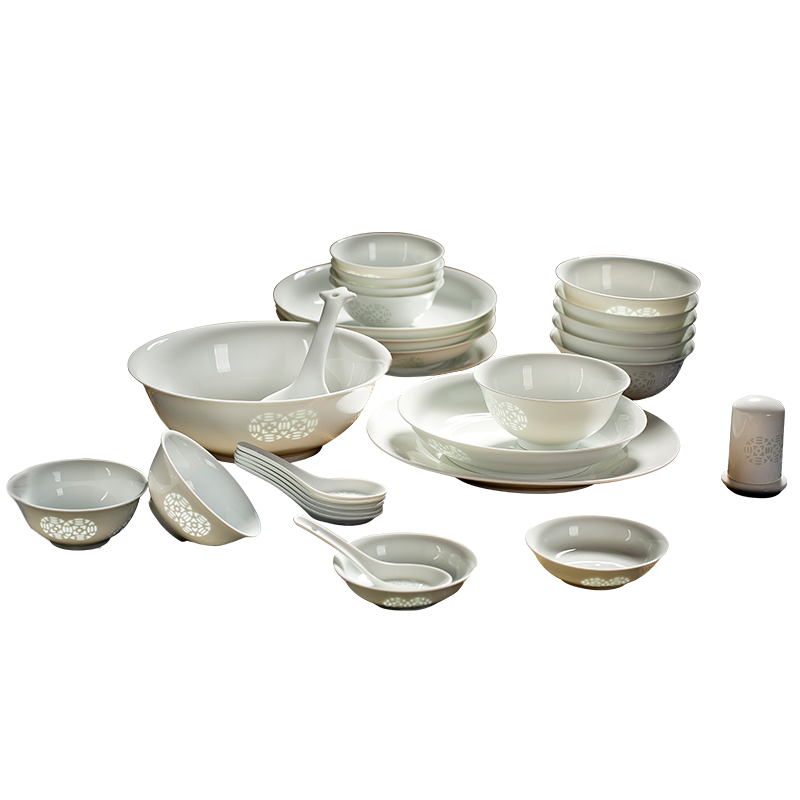 Ancient ceramics jingdezhen porcelain Chinese northern dishes home dishes dish suits for housewarming gift combination