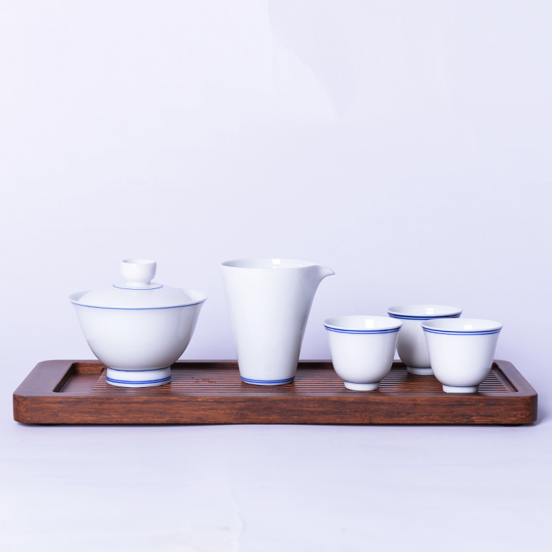 Ancient pottery and porcelain of jingdezhen kung fu tea set tea tray teapot household solid wood tea cup of a complete set of tea cups