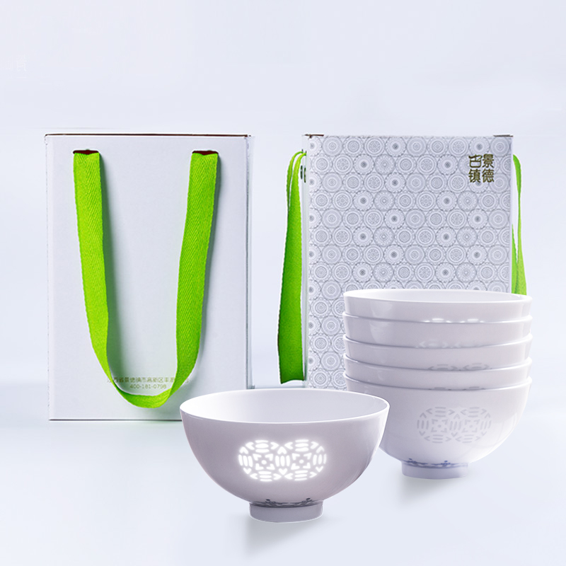 Jingdezhen blue and white and exquisite ceramic bowl of household of Chinese style of ancient utensils to eat small bowls noodles bowl bowl suit