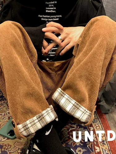 Вельветовые дизайнерские штаны, свободный прямой крой, оверсайз, тренд сезона