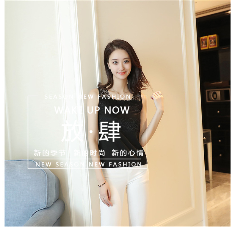 Áo lạnh nữ mang hương vị retro chic dệt kim nữ mùa thu 2018 áo vest nữ mới bên trong ren mùa thu áo nữ