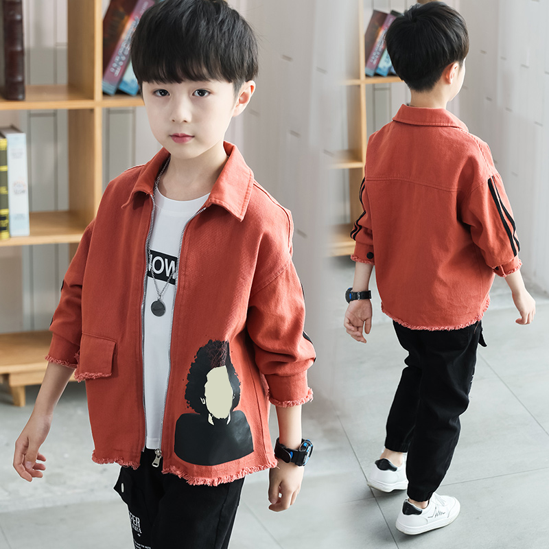 Boy jacket jacket 2021 new children's clothing Children's middle and large children's jacket handsome casual foreign style Korean version of the tide personality