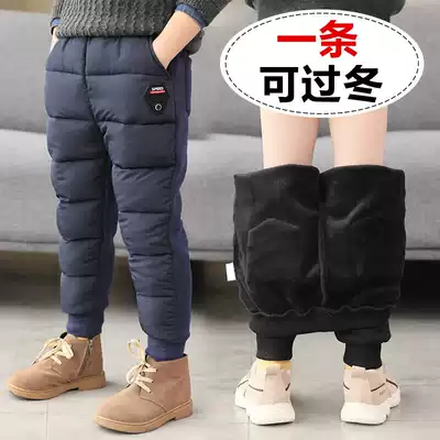 Boys ' winter down cotton pants 2020 new western style tide children's middle and large children's autumn and winter thickened casual pants Korean version