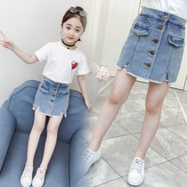 2021 Girls Summer Dress in Big Child Jean Shorts Childrens skirt Skirts A - letter skirt hot pants