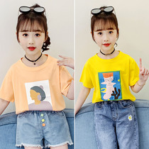 Girl short sleeve T-shirt 2021 new summer clothes cartoon printed body shirt foreign air girl loose 100 lap blouses