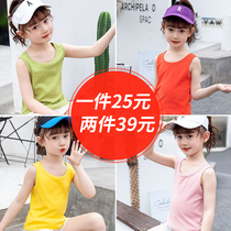 Childrens vest baby summer dress cotton wearing sleeveless girl T-shirt pure color character outside wearing a shirt thin summer