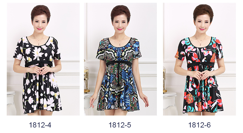 Áo tắm mẹ mới 2018, trung niên và nữ, bảo thủ, váy một mảnh, che bụng, giảm béo, size lớn, đồ bơi suối nước nóng - Bộ đồ bơi One Piece bikini một mảnh khoét eo