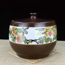 Hand painted Jingdezhen Ceramic rice cylinder rice barrel with lid oil cylinder Home Storage tea storage jar Large number 10kg20 catty