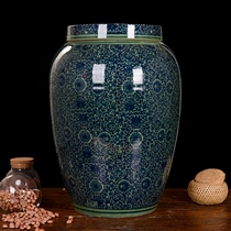 Jingdezhen Ceramic rice cylinder flour with cover 10kg20 covered 30 catty of 50 tons of tea bucket oil cylinder Large number of household