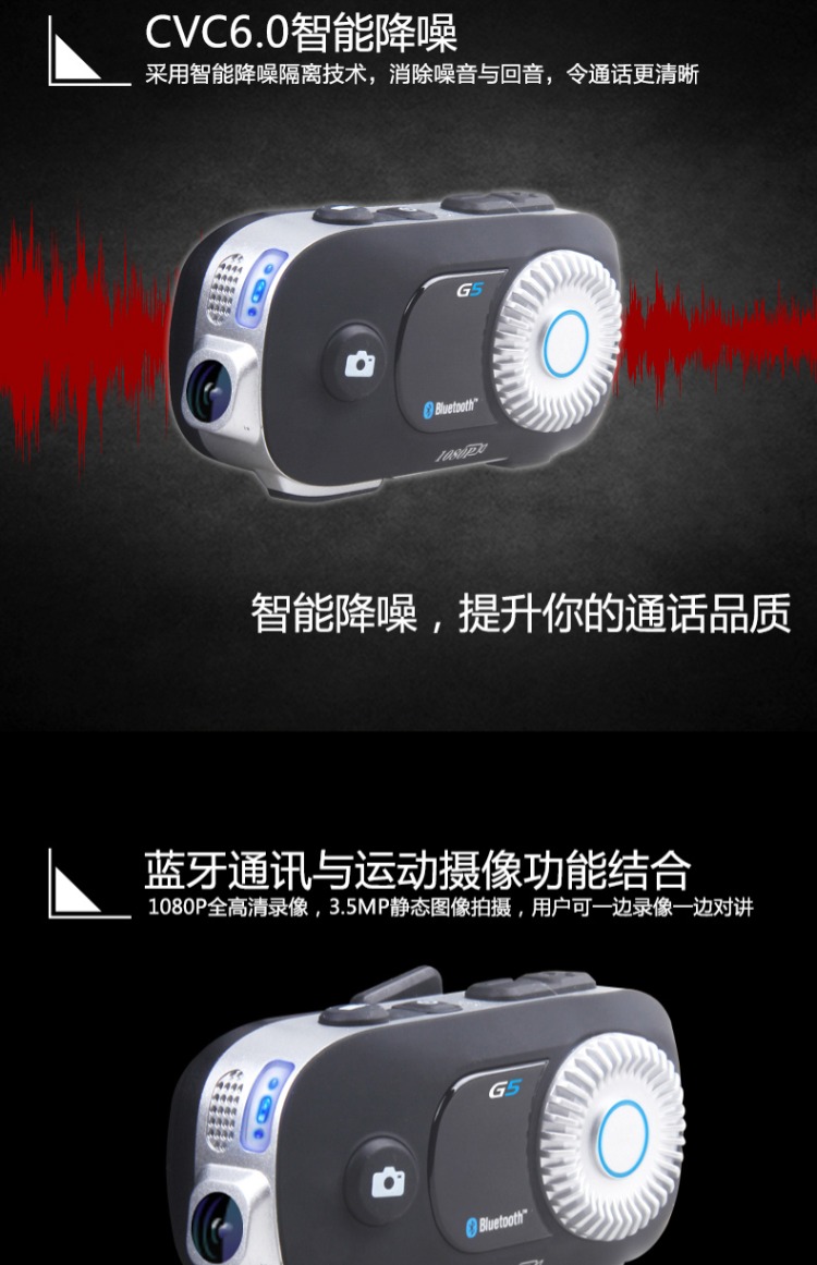 Mũ bảo hiểm xe máy Airide Tai nghe Bluetooth G5 ghi âm camera HD camera chống nước không dây điều hướng - Xe máy Rider thiết bị đồ bảo vệ đầu gối